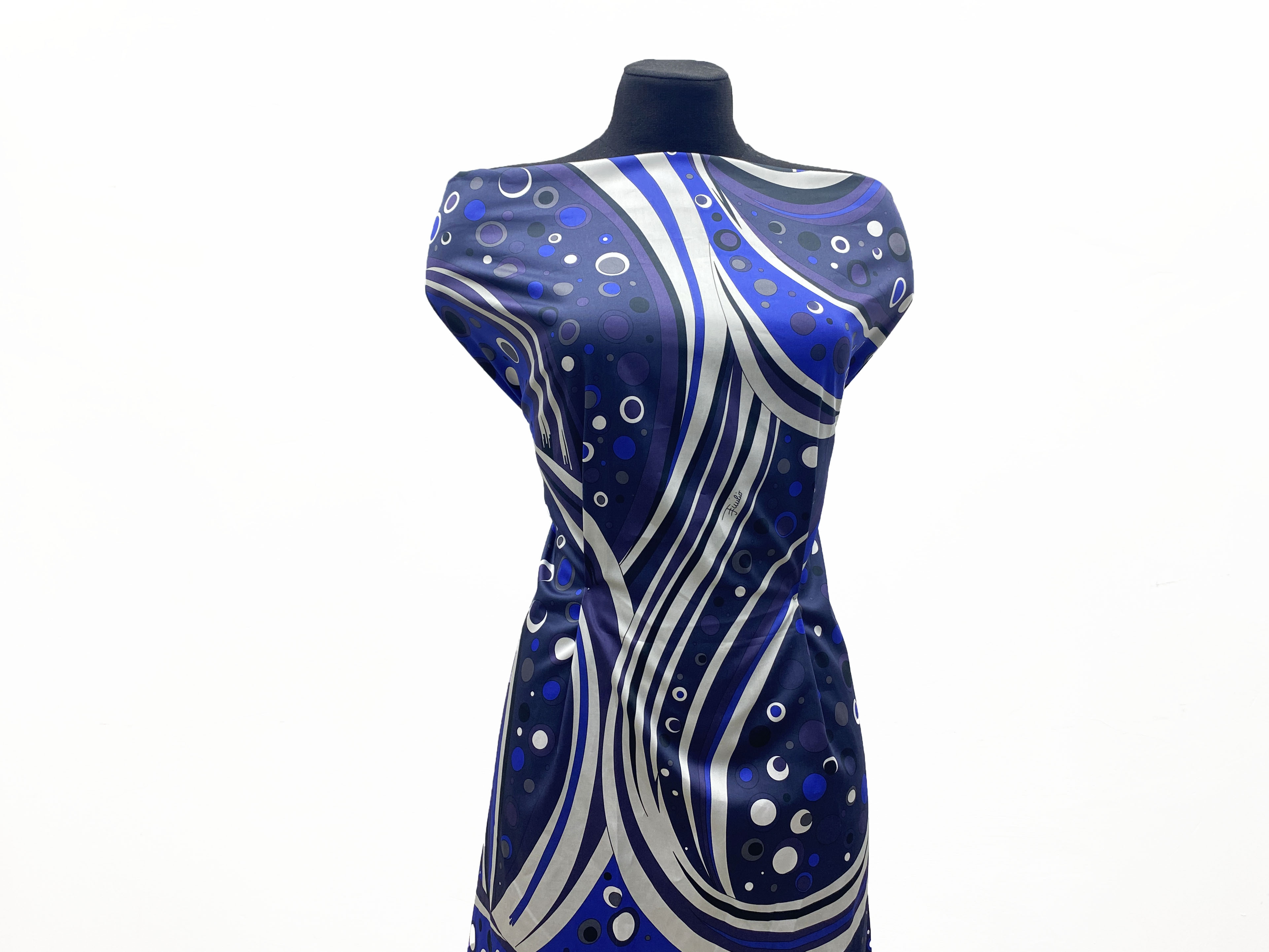 Ткань Хлопок  сине-фиолетового цвета с принтом абстракция 14330 5
