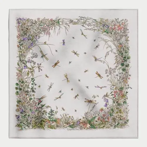Ткань Муслин купон молочного цвета  с принтом "Стрекоза" 14454